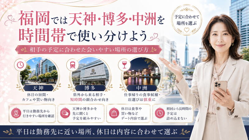 福岡のママ活では時間帯でエリアを使い分けよう