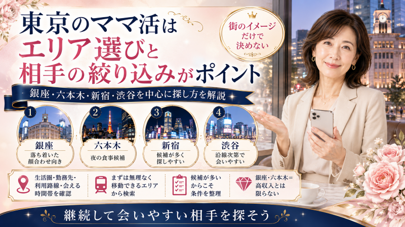 東京のママ活はエリア選びと相手の絞り込みがポイント