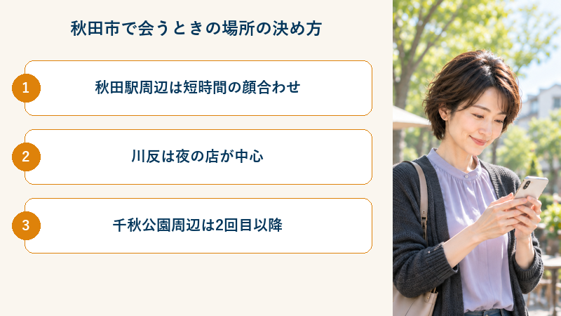 秋田市で会うときの場所の決め方