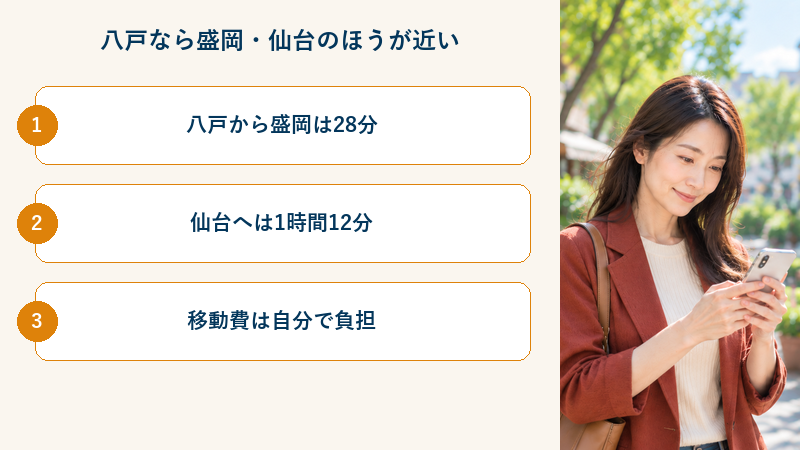 八戸に住んでいるなら盛岡・仙台のほうが近い
