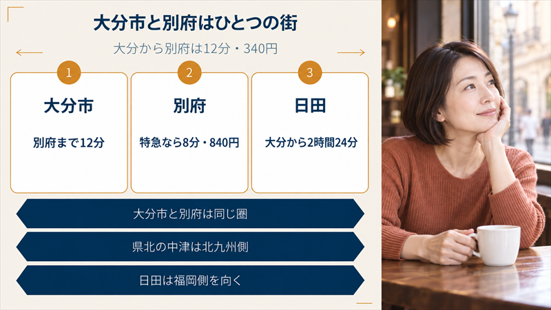 大分市と別府はひとつの街、県北は北九州を向く