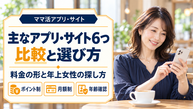 ママ活アプリ・サイト6つを比較！料金の形と年上女性の探し方、安全な選び方